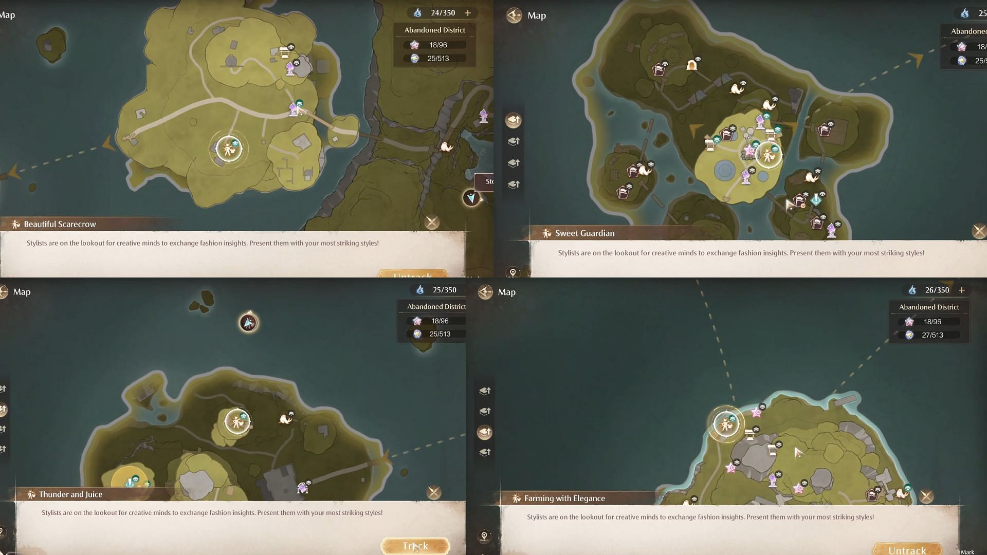 Locations of all Rustic Frenzy members (Image via InFold Games)