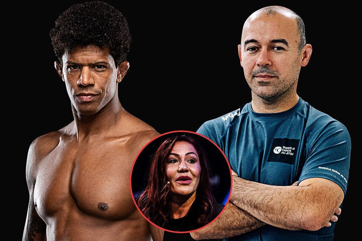 Adriano Moraes (left) and Marcelo Garcia (right) with Cris Cyborg | Image credit: ONE Championship