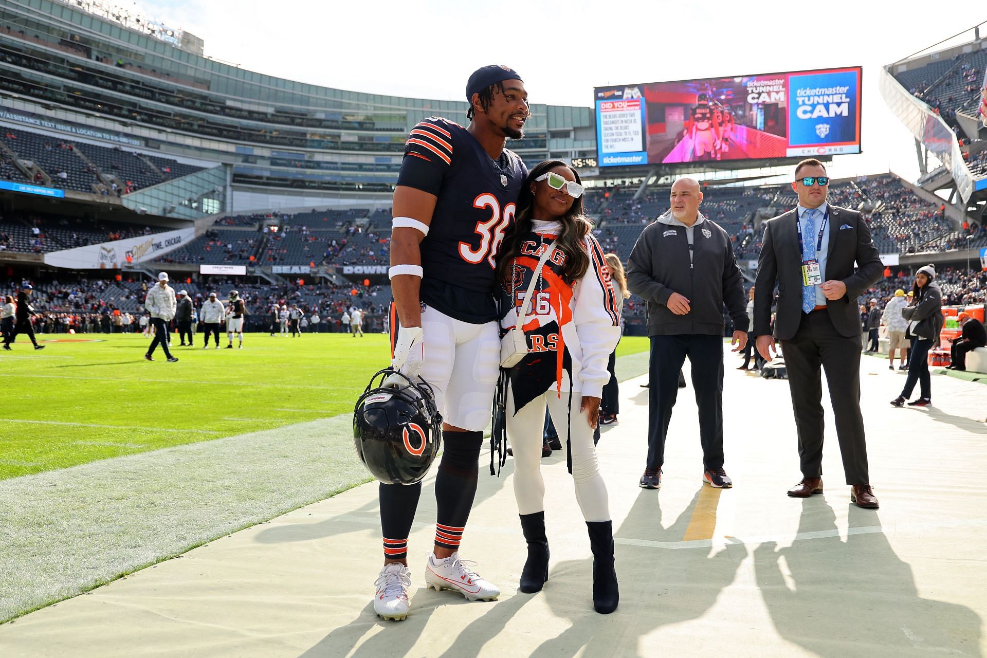 Simone Biles and Jonathan Owens at New England Patriots vs. Chicago Bears - Source: Getty