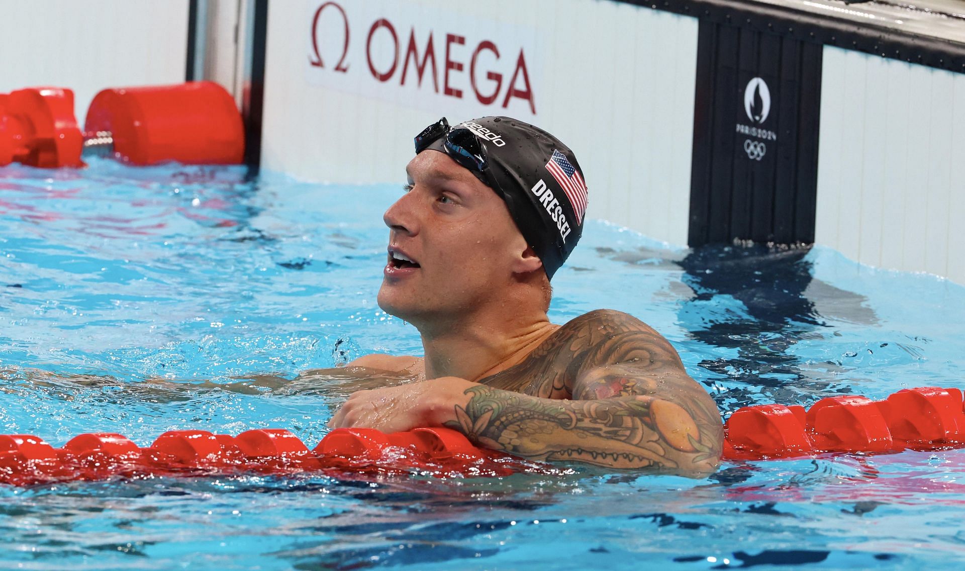 Dressel at the La Defense Arena during the Men&#039;s 50m freestyle semis on the sixth day of the 2024 Paris Olympics (Image via: Getty Images)