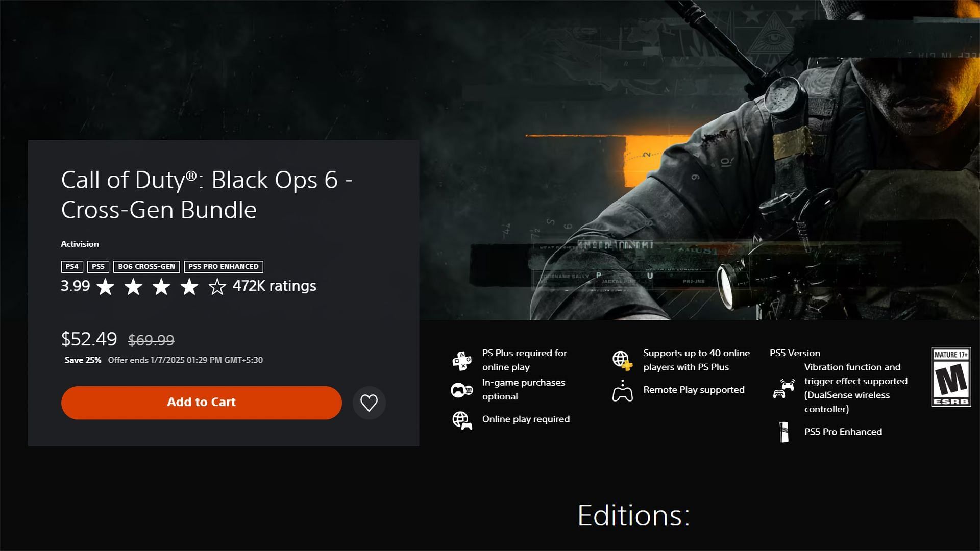 All Black Ops 6 Holiday sale deals (Image via PlayStation)