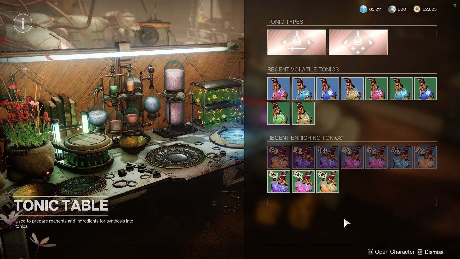 Destiny 2 tonic table (Image via Bungie) 