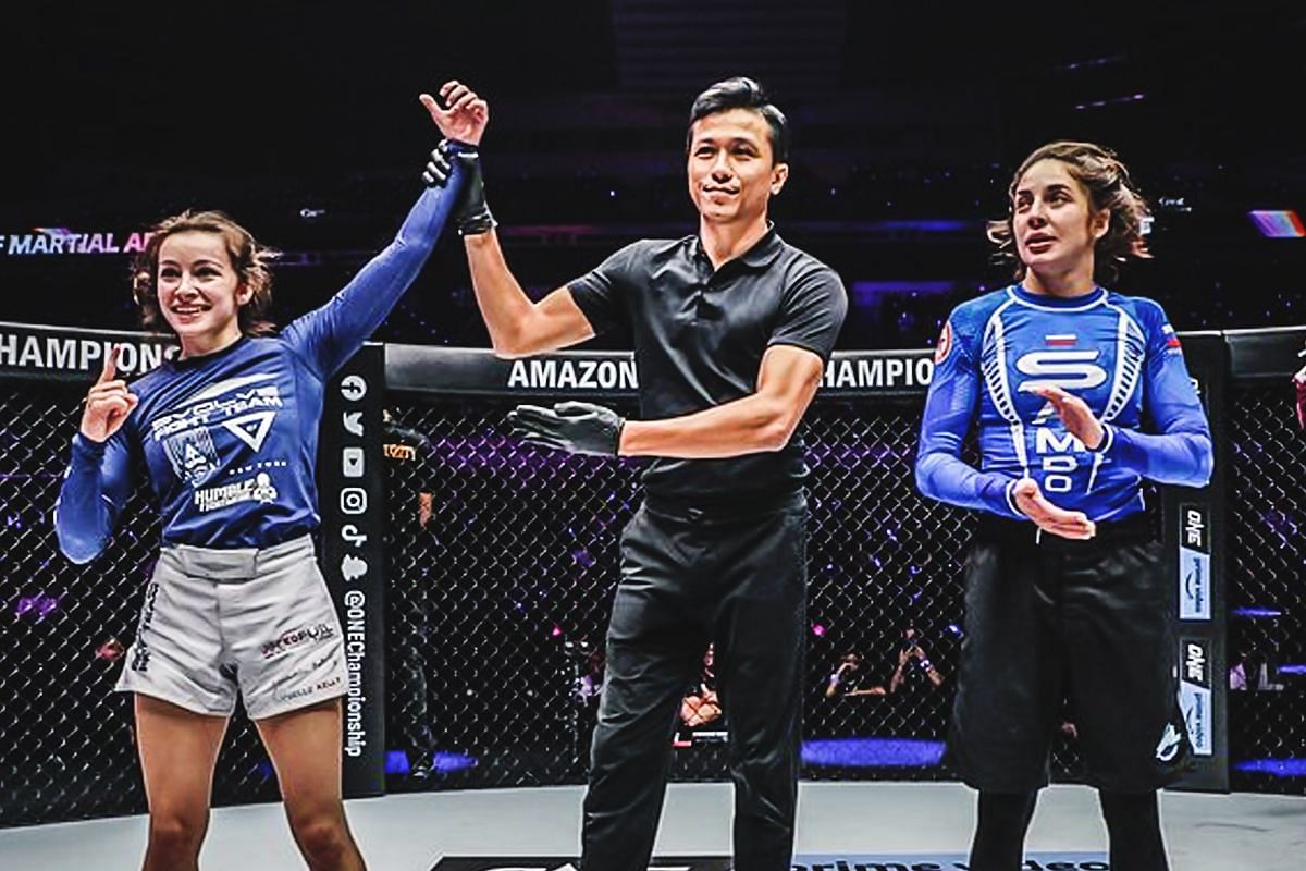 Danielle Kelly celebrates her win over Marria Molchanova | Image credit: ONE Championship