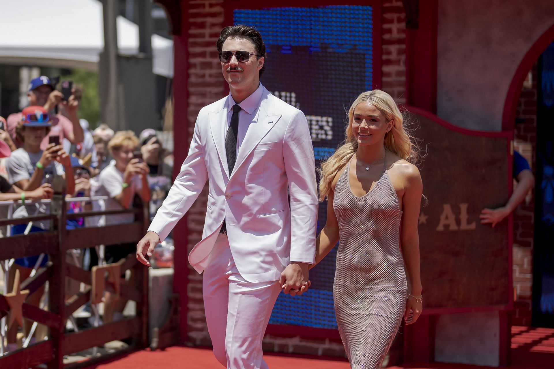 Paul Skenes and Olivia Dunne during the 2024 All-Star Red Carpet Show in Arlington, Texas. (Photo by Getty Images)