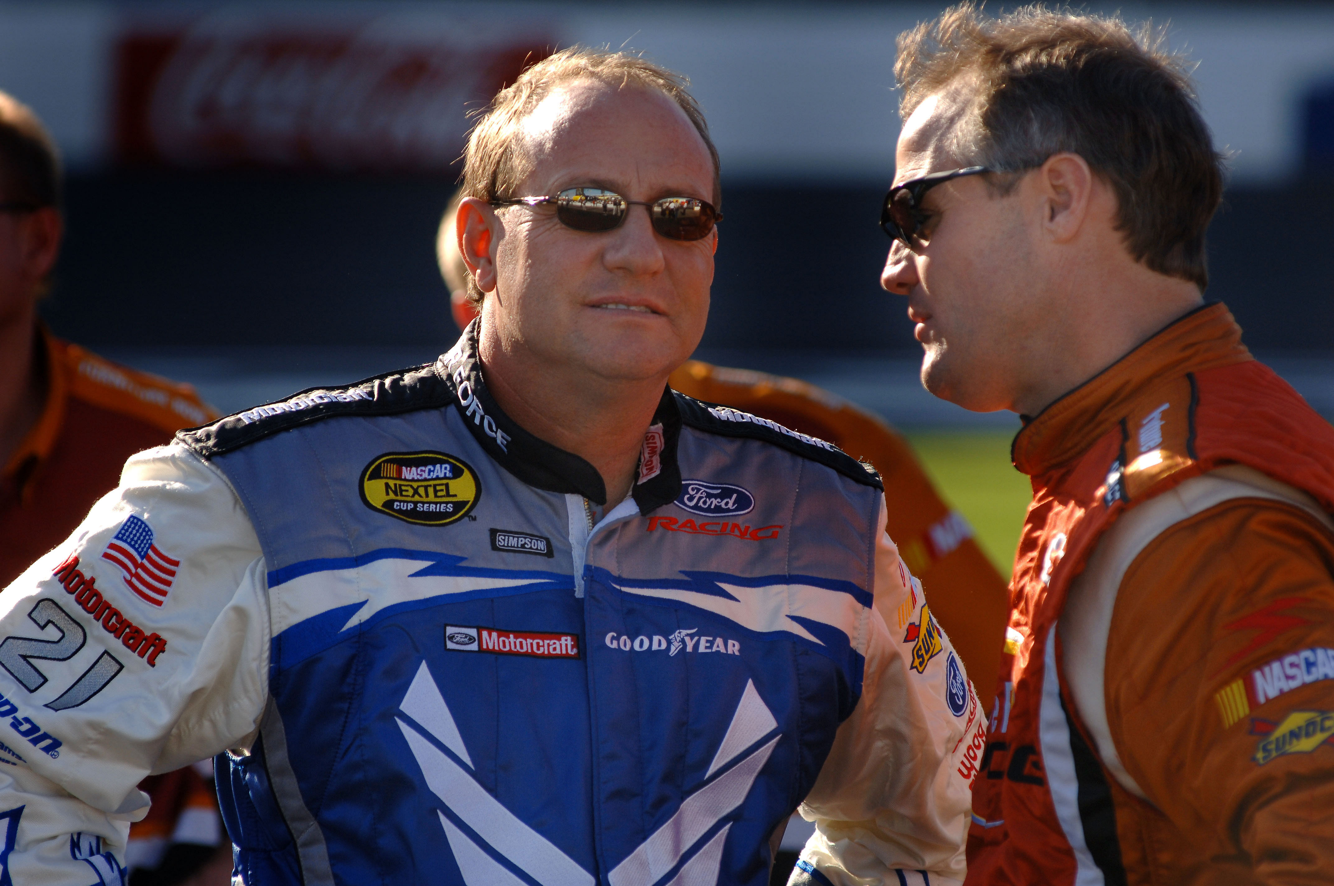 Kenny Wallace (right) and Ken Schrader (left) during the Coca-Cola 600 in 2006 - Source: Imagn