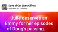 A post on Julie's acting during Doug's funeral (Image via Days of Our Lives Official / Facebook)