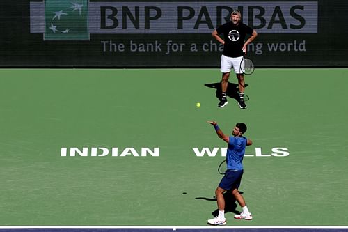 Novak Djokovic pictured with Goran Ivanisevic at Indian Wells 2024 - Image Source: Getty