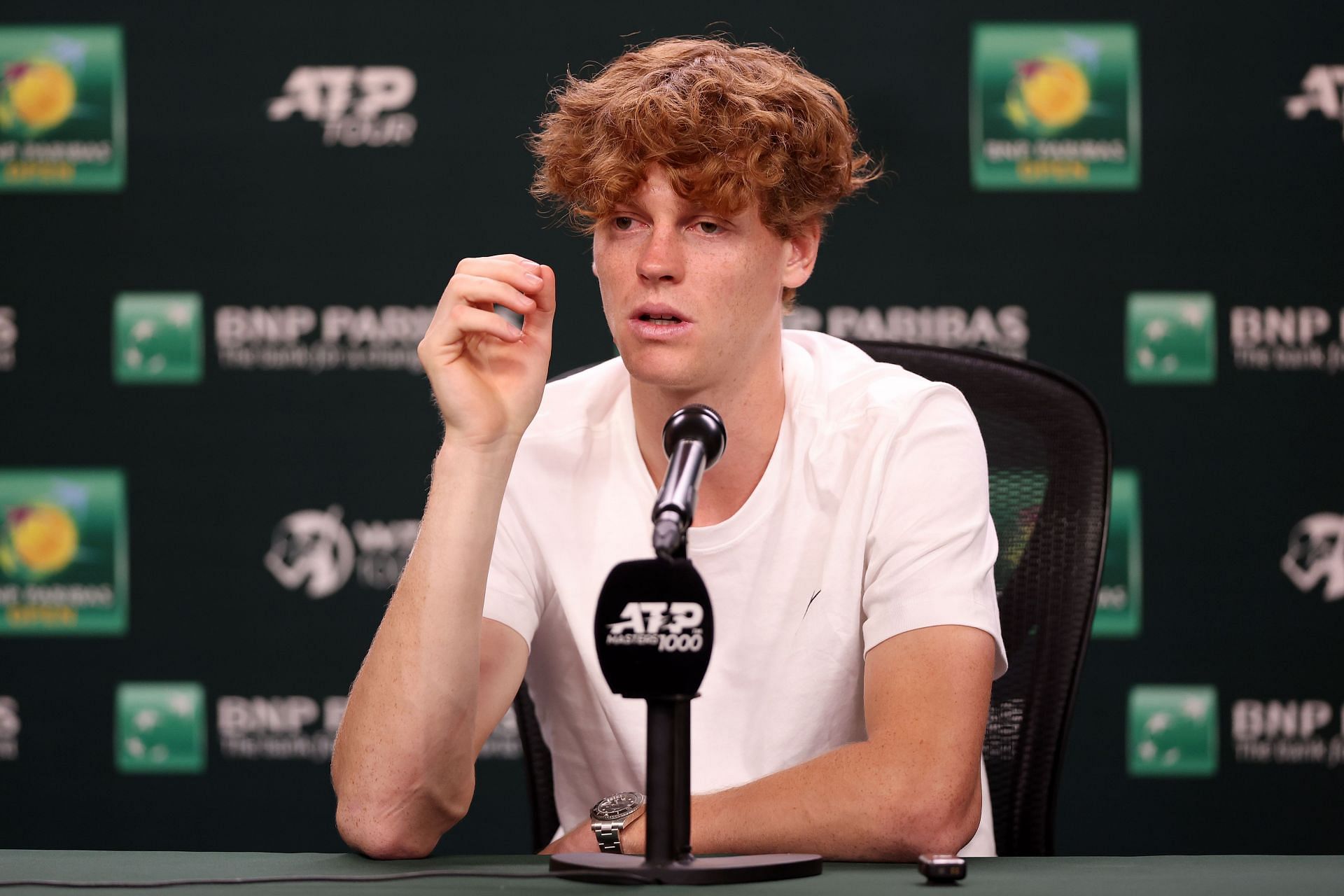 Jannik Sinner speaking to the press [Source: Getty]