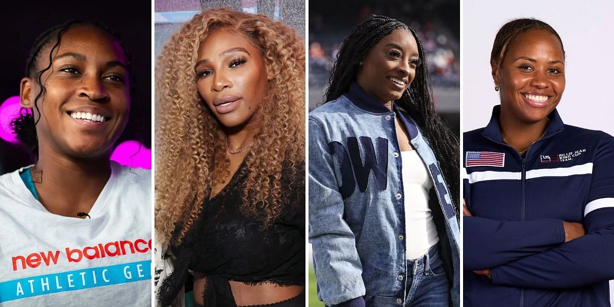 From left to right: Coco Gauff, Serena Williams, Simone Biles, Taylor Townsend (Sources: Getty)