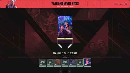 The Valorant Dayglo Player Card is now available as part of the new End of Year Event Pass (Image via Riot Games)