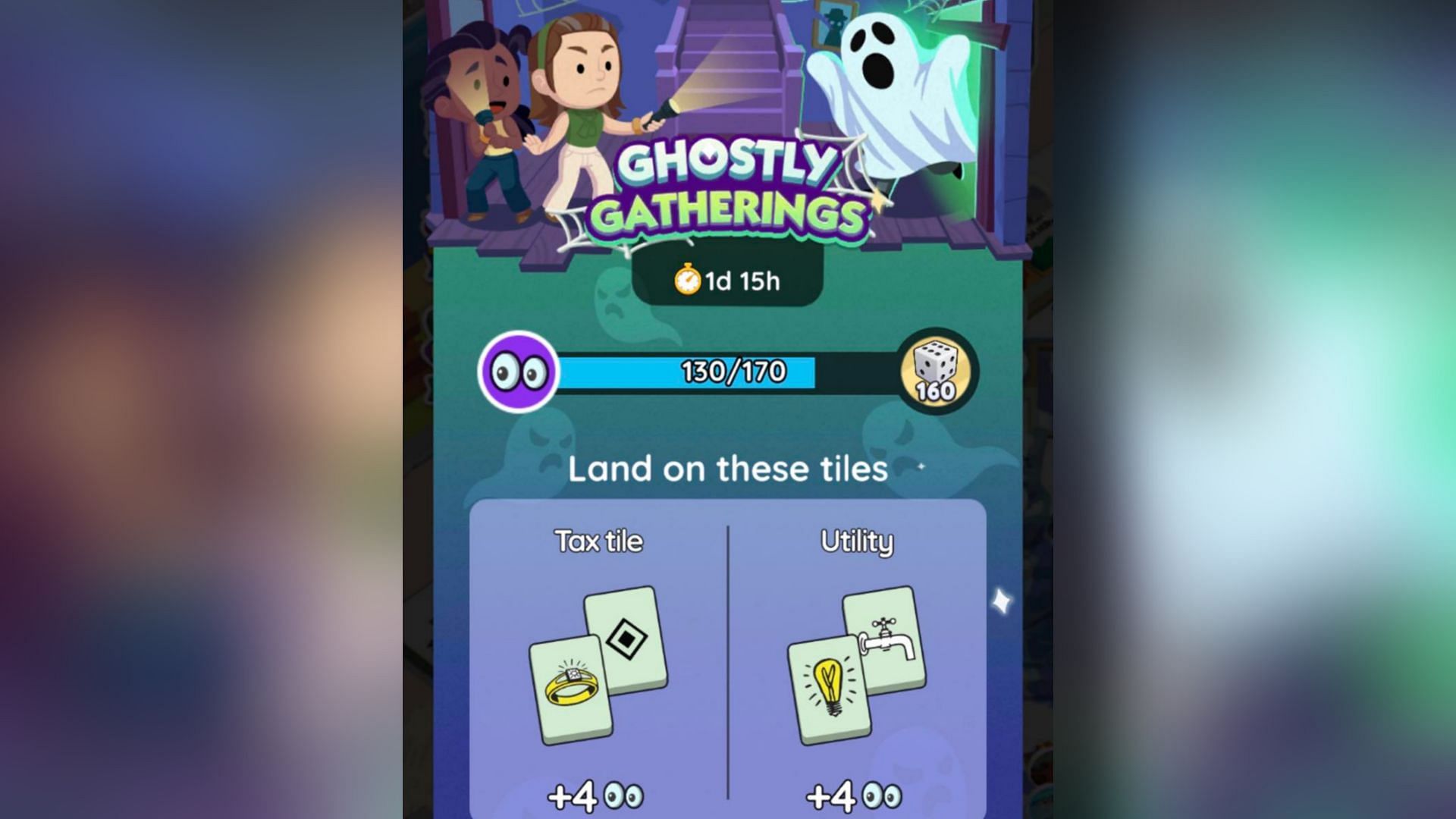 Tax and Utility tiles will help you get more points in the Monopoly Go Ghostly Gatherings event (Image via Scopely)