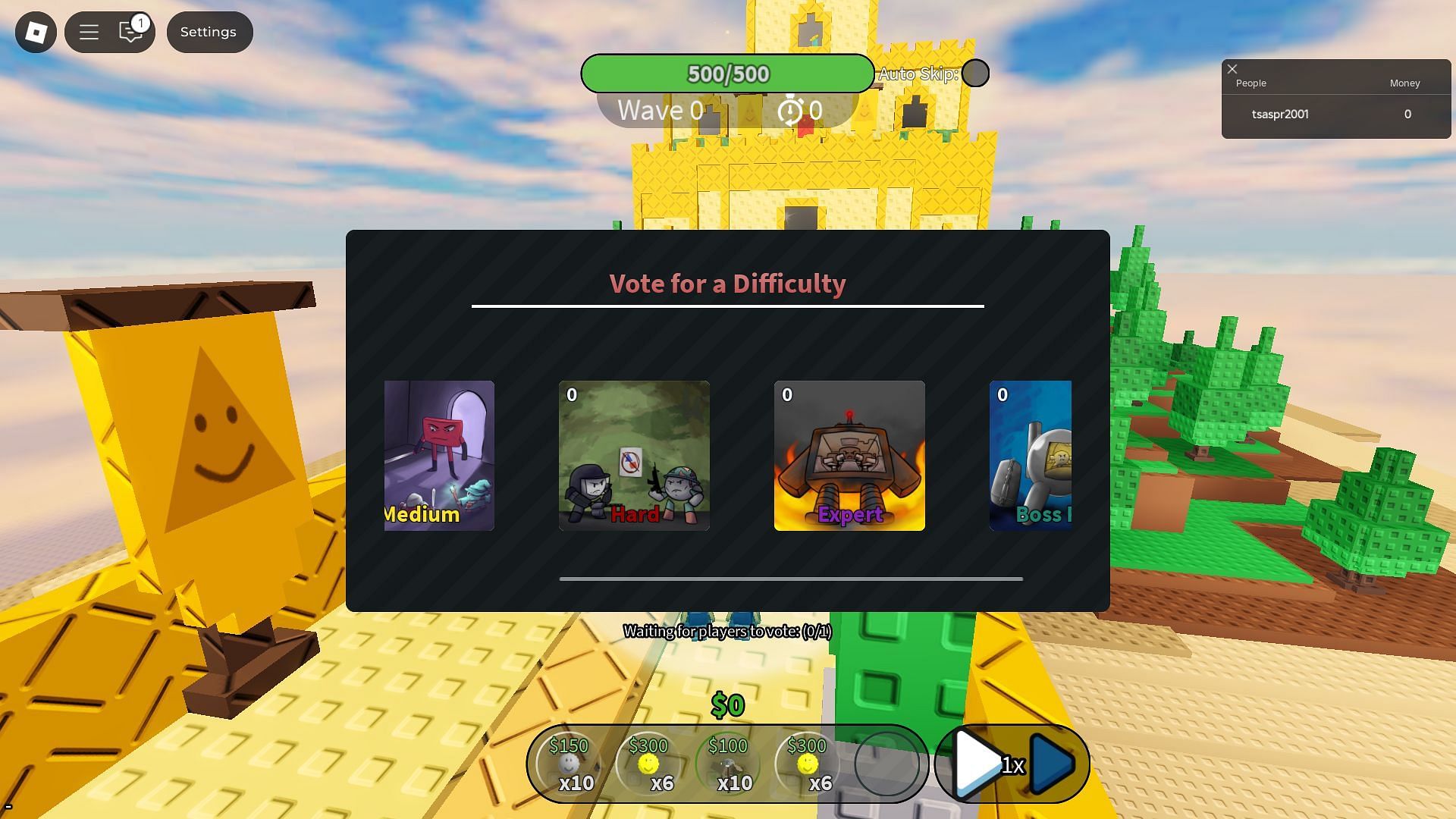 Play on Hard or Expert difficulty to catch the Turkey (Image via Roblox)