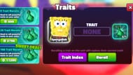 The "Traits" interface will appear after walking into the Sandy Cheeks Traits' blip (Image via Roblox)