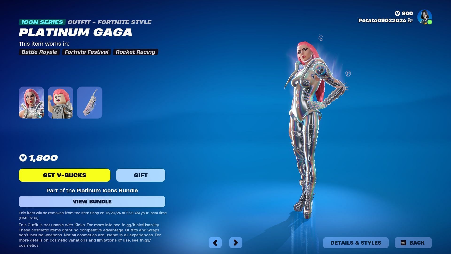 Platinum Gaga (Image via Epic Games)