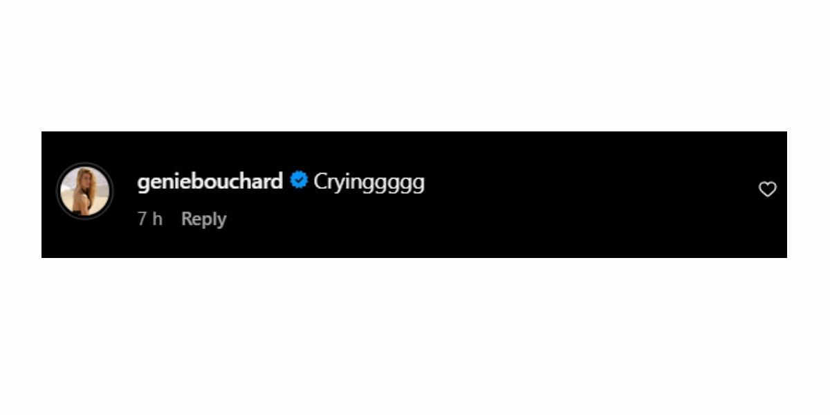 Screengrab of Eugenie Bouchard&#039;s comment under Sloane Stephens&#039; post on Instagram (instagram.com/p/DDImT1kxHWB/)