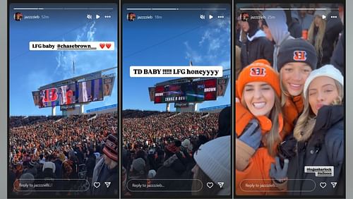 Chase Brown's girlfriend Jazmyn delivers 4-word reaction to Bengals RB's touchdown vs Steelers (Image Source: Jazmyn/Instagram)