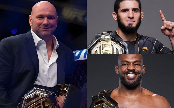 Dana White gives brutally honest response to query about Jon Jones' P4P status with Islam Makhachev beside him: "F**k you for asking that question"