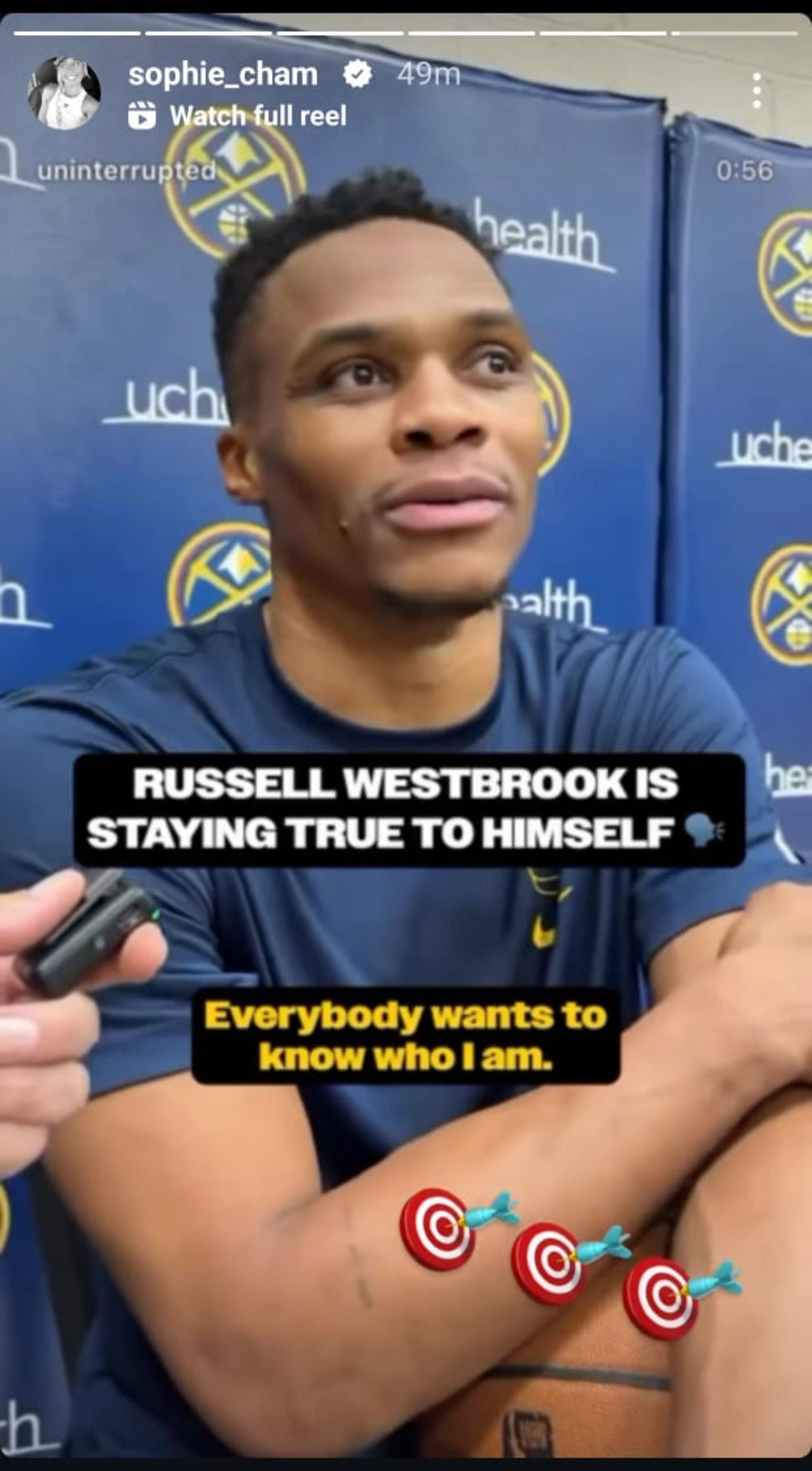 Sophie Cunningham reposted a Russell Westbrook video on her Instagram story (Credits: IG/@sophia_cham)