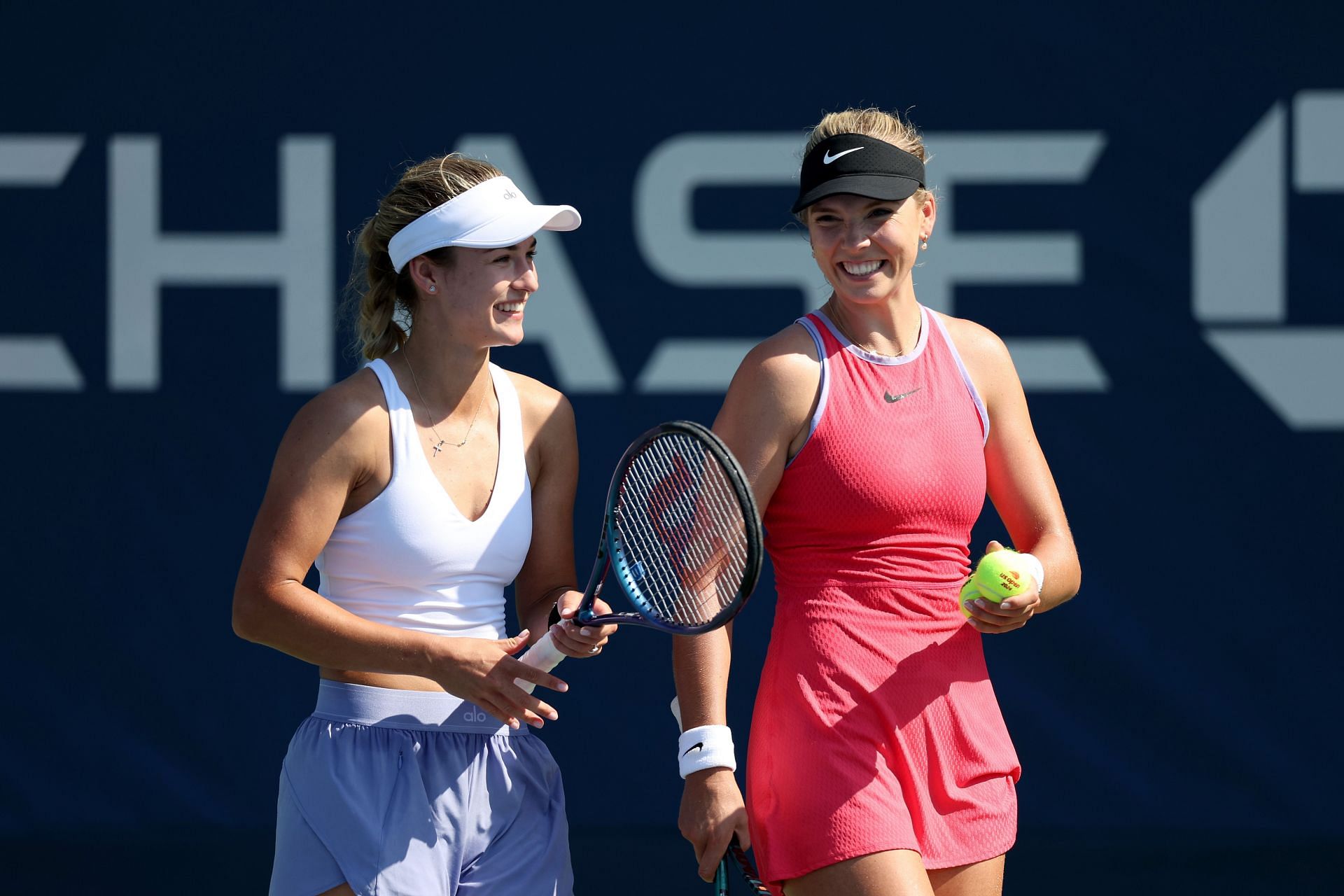 Anna Kalinskaya (L) pictured with Katie Boulter (R) at the 2024 US Open - Image Source: Getty