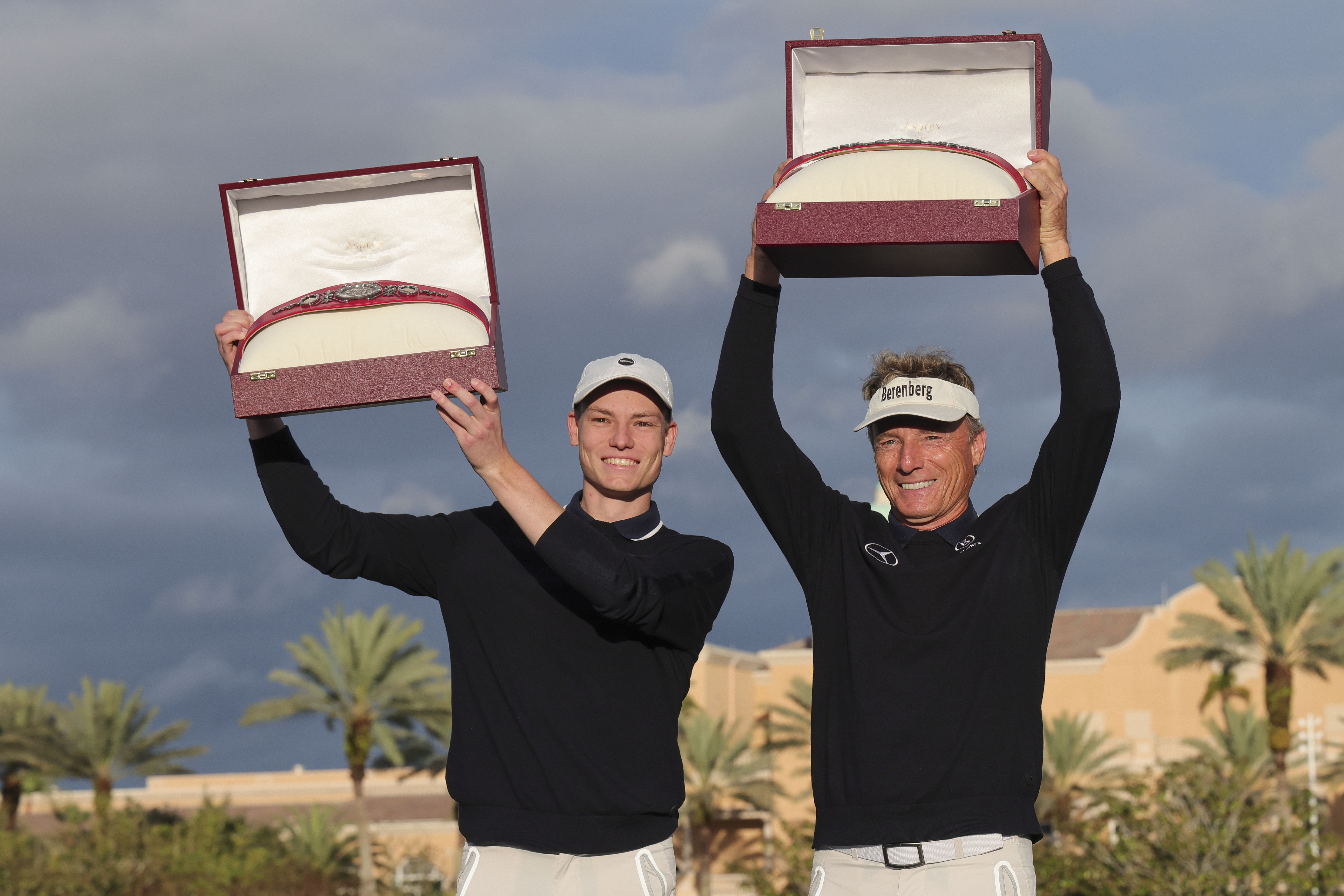 Bernhard Langer and Jason Langer after winning the 2023 PNC Championship - Source: Imagn