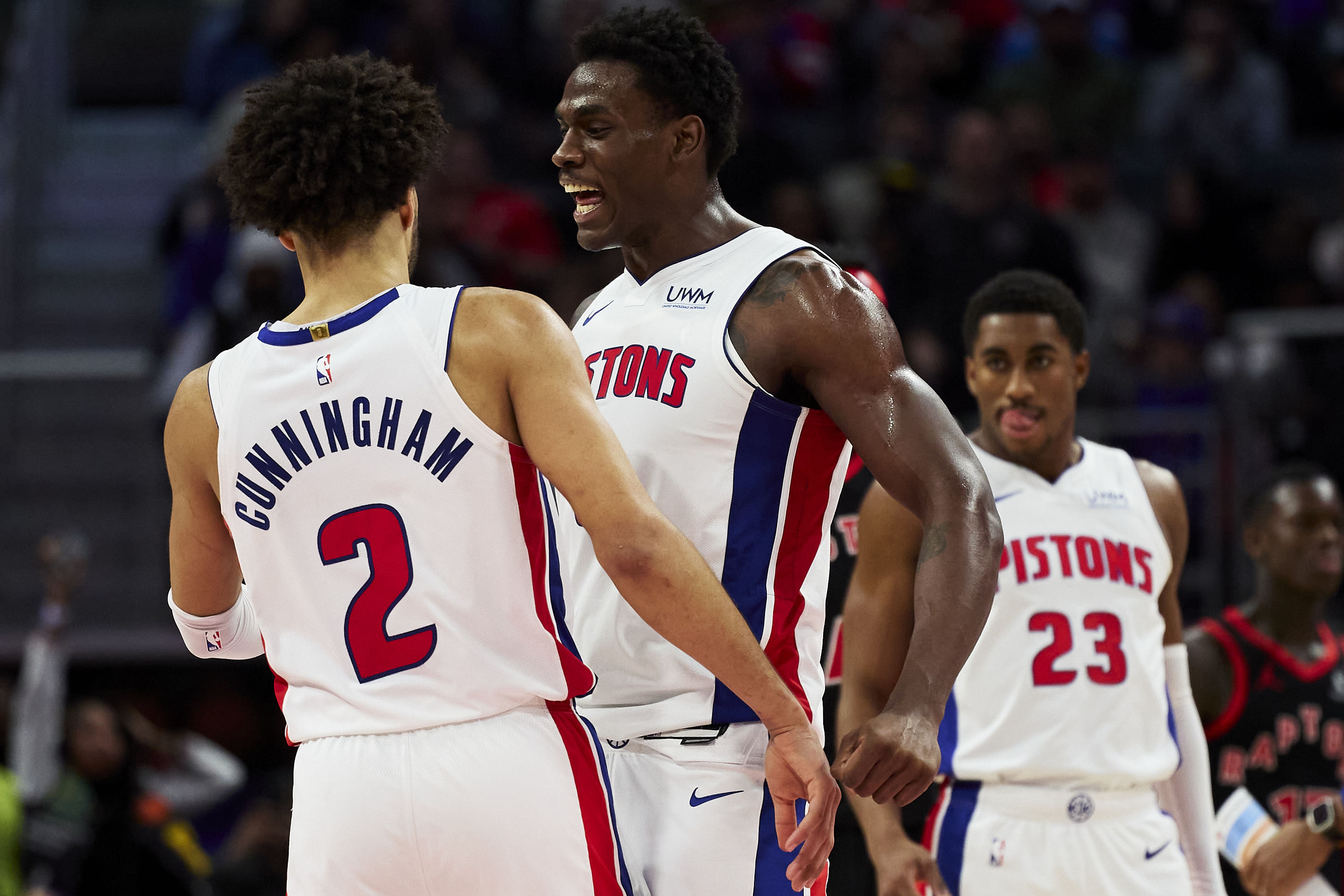 Detroit Pistons&#039; Cade Cuningham, Jalen Duren and Jaden Ivey - Source: Imagn