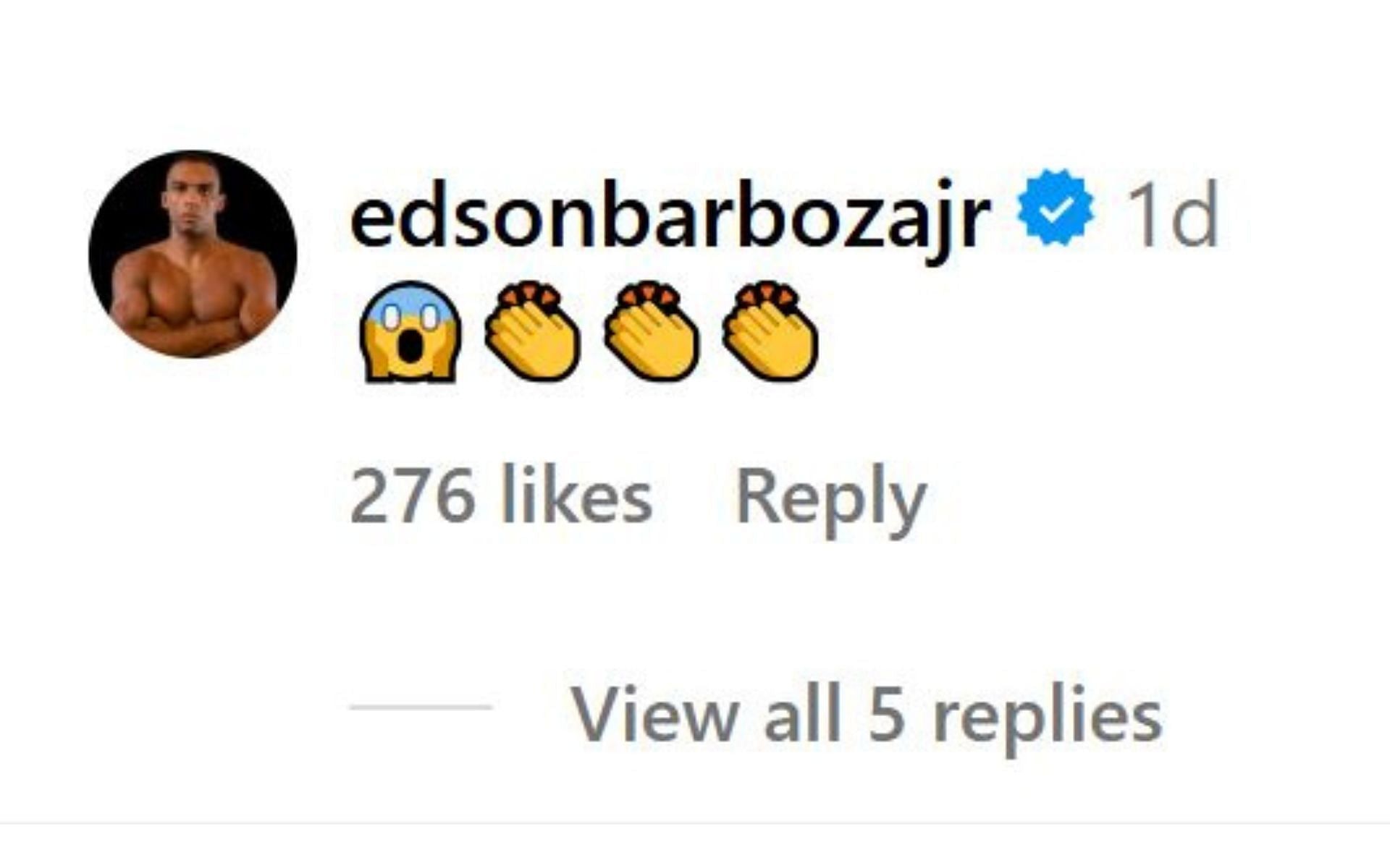 Edson Barboza&#039;s comment. [Screensot courtesy: @sportscenter on Instagram]