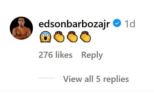 Edson Barboza's comment. [Screensot courtesy: @sportscenter on Instagram]