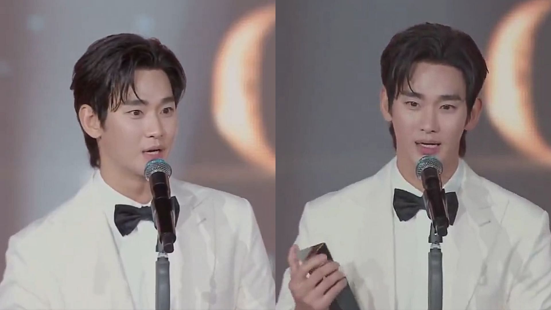 Kim Soo-hyun dedicates his daesang to co-star Kim Ji-won (Images via Weverse)