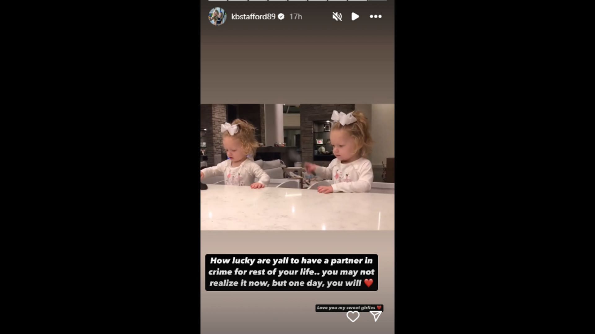 Kelly Stafford's heartfelt post dedicated to her daughters. (Credits: IG/Kelly Stafford)