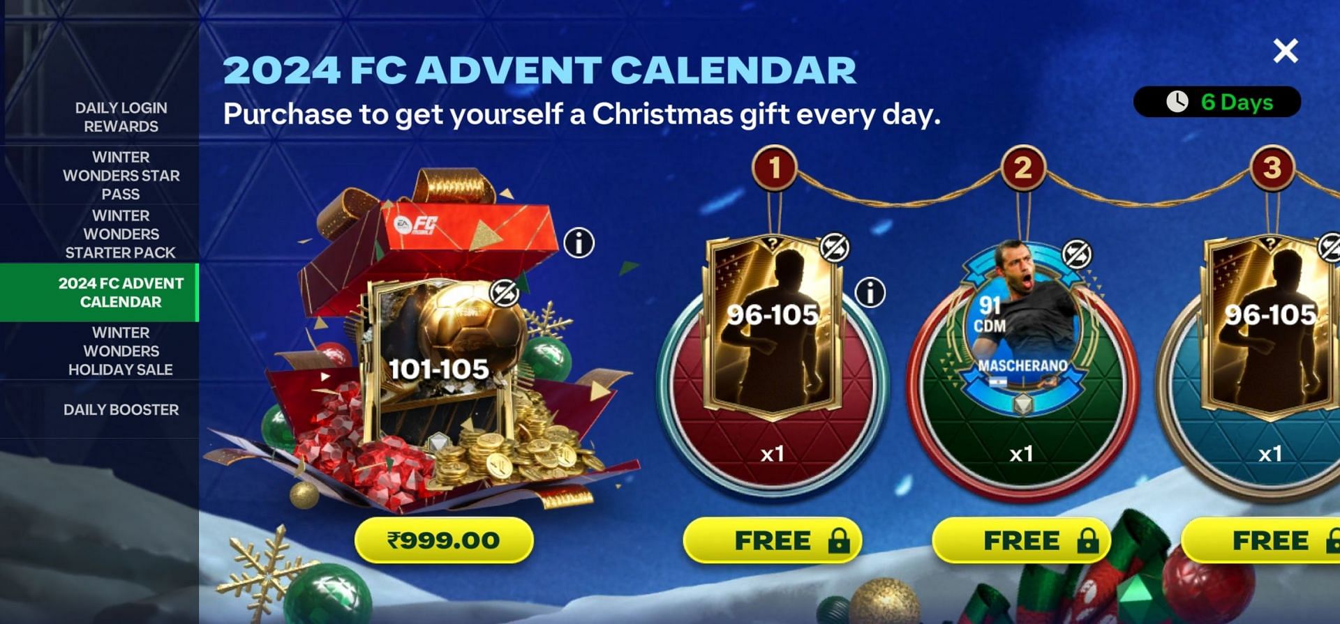 2024 FC Advent Calendar in EA FC Mobile will be expiring soon