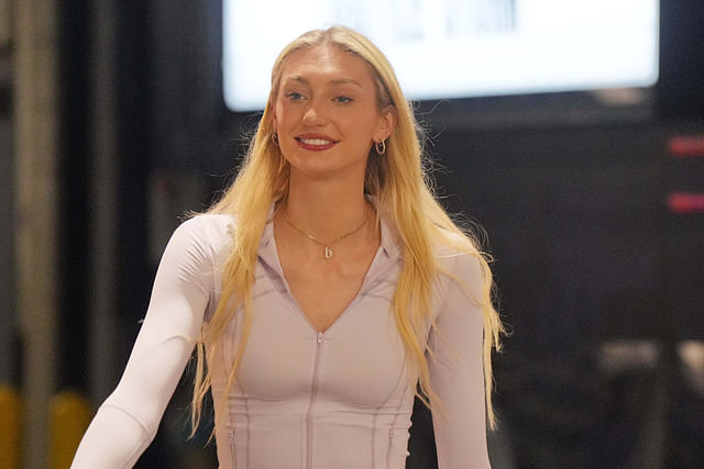 Jul 16, 2024; Los Angeles, California, USA; LA Sparks forward Cameron Brink arrives before the game against the Seattle Storm at Crypto.com Arena. Mandatory Credit: Kirby Lee-Imagn Images - Source: Imagn