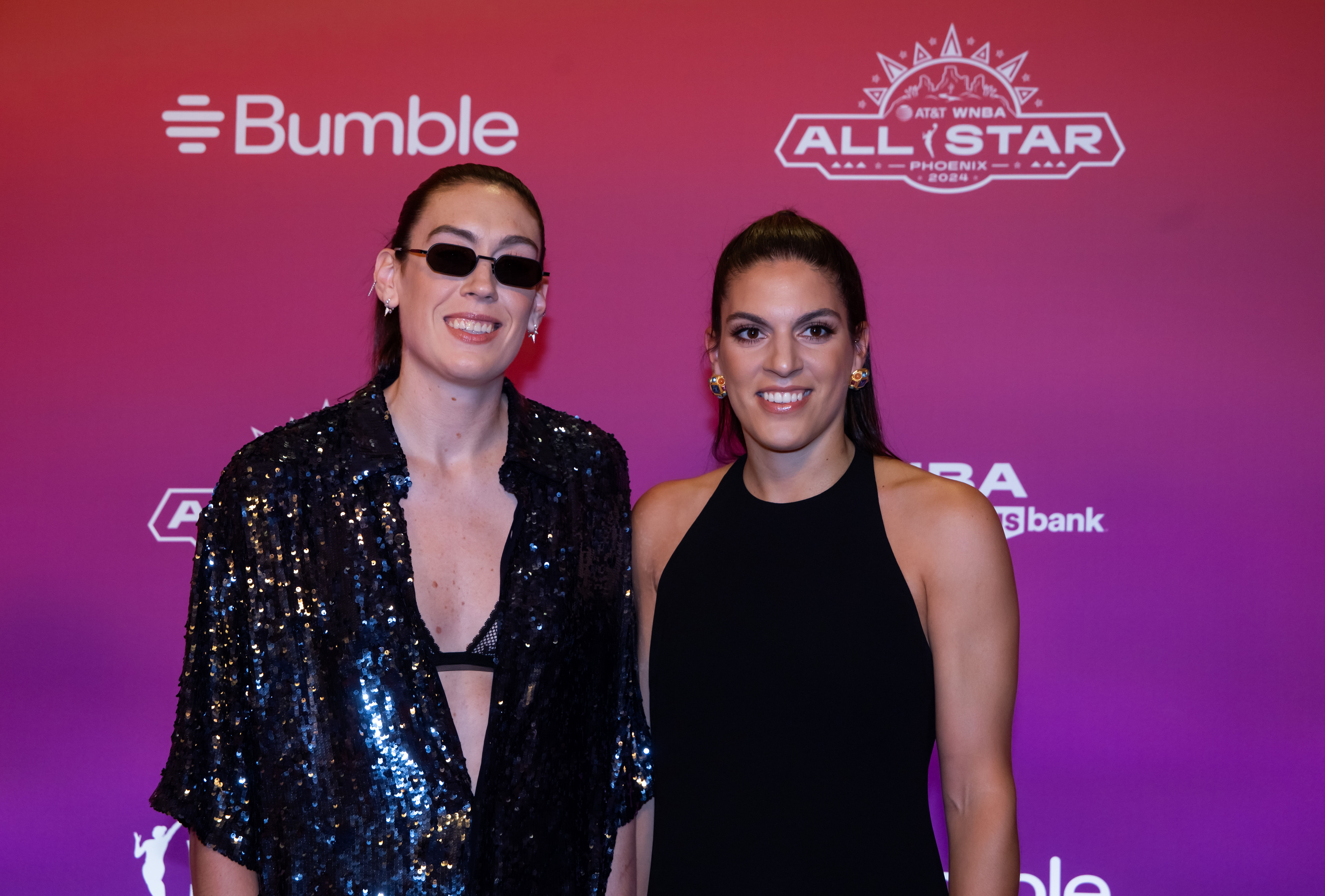 New York Liberty player Breanna Stewart and wife Marta Xargay walk the red carpet during the WNBA All Star weekend at the Phoenix Convention Center. Photo Credit: Imagn