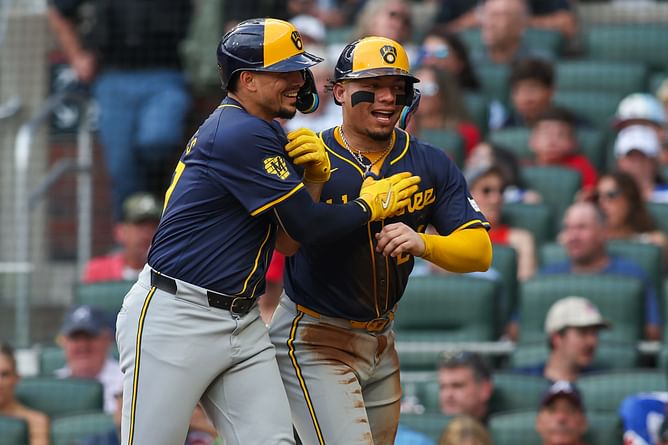 Luis Arraez, William Contreras, and Logan Webb react to Willy Adames' enthusiasm to play for the San Francisco Giants