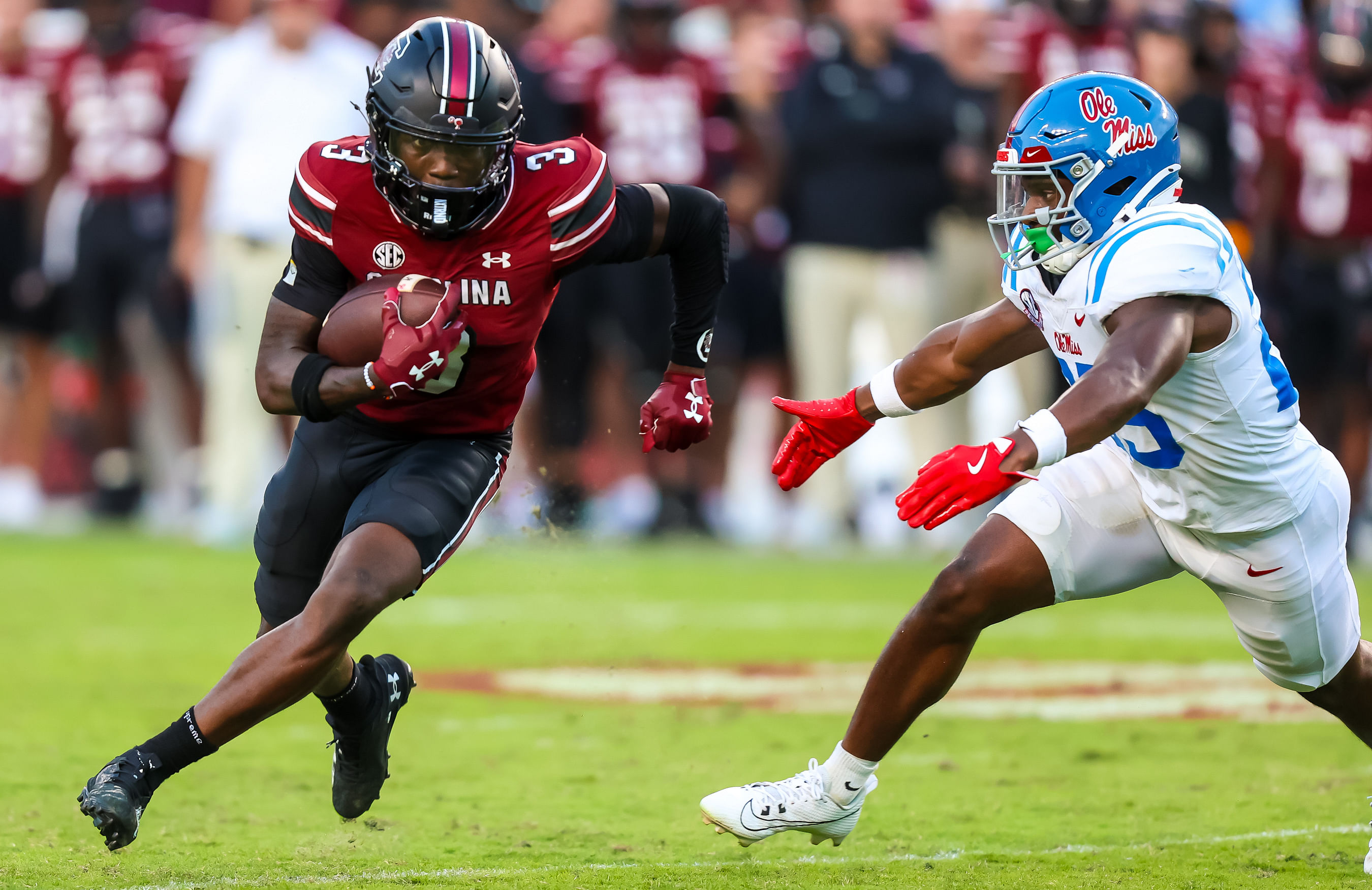 Mazeo Bennett finished the season with 324 yards for South Carolina. - Source: Imagn