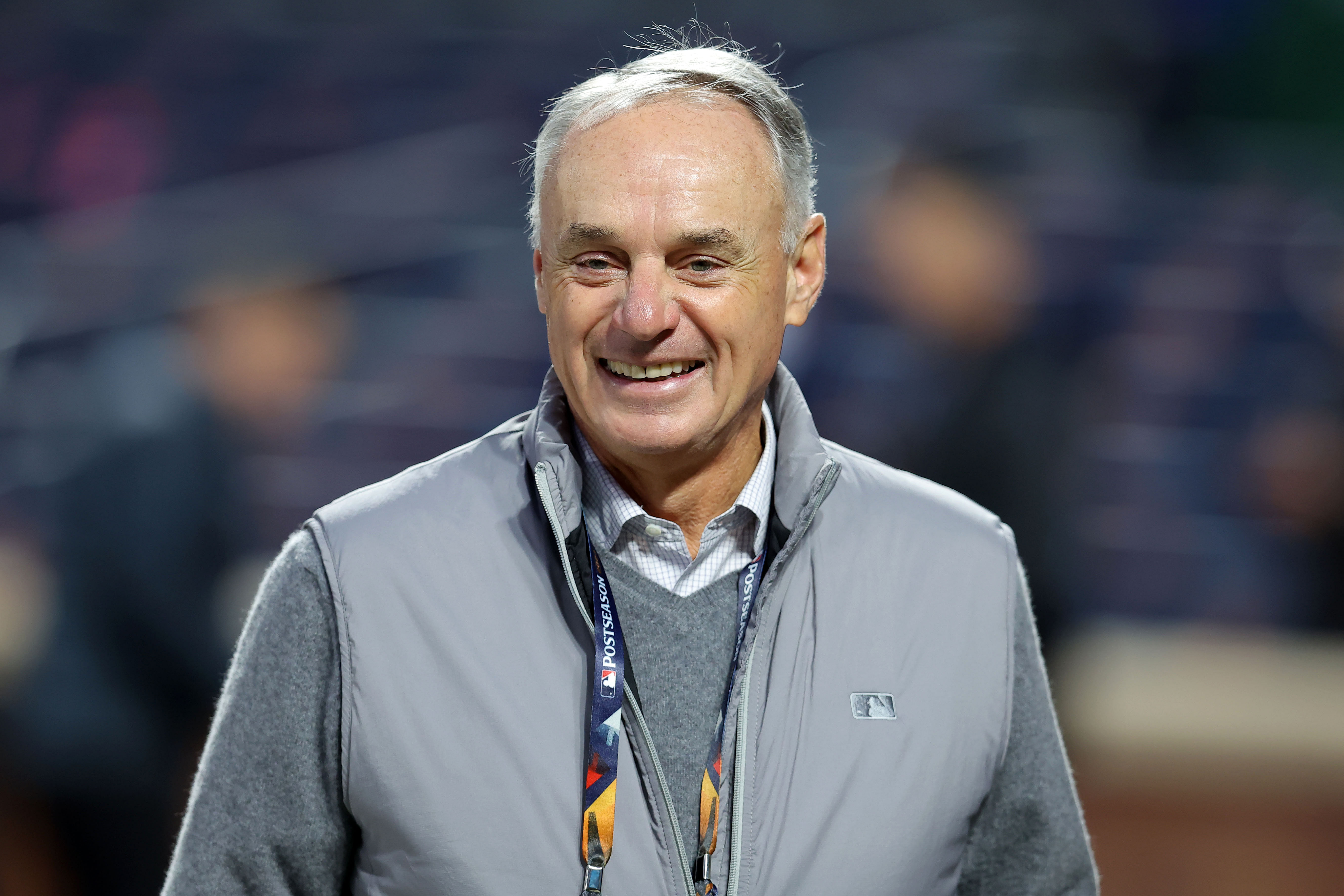 Rob Manfred received for introducing rule changes like the pitch clock (Image Source: Imagn)