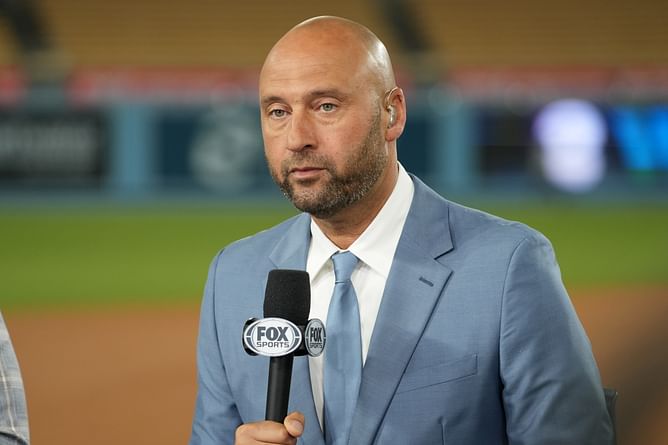 In Photos: Derek Jeter visits Art Miami to see his iconic Yankees moments immortalized in glittering 'diamond dust'