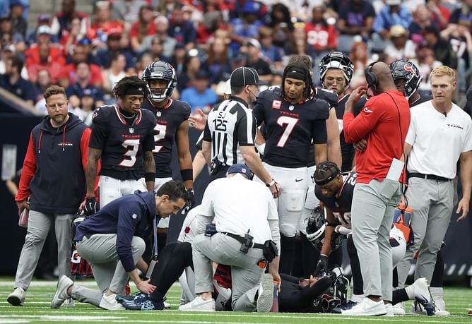 WATCH: CJ Stroud in tears after Tank Dell crashes out in potential season-ending injury