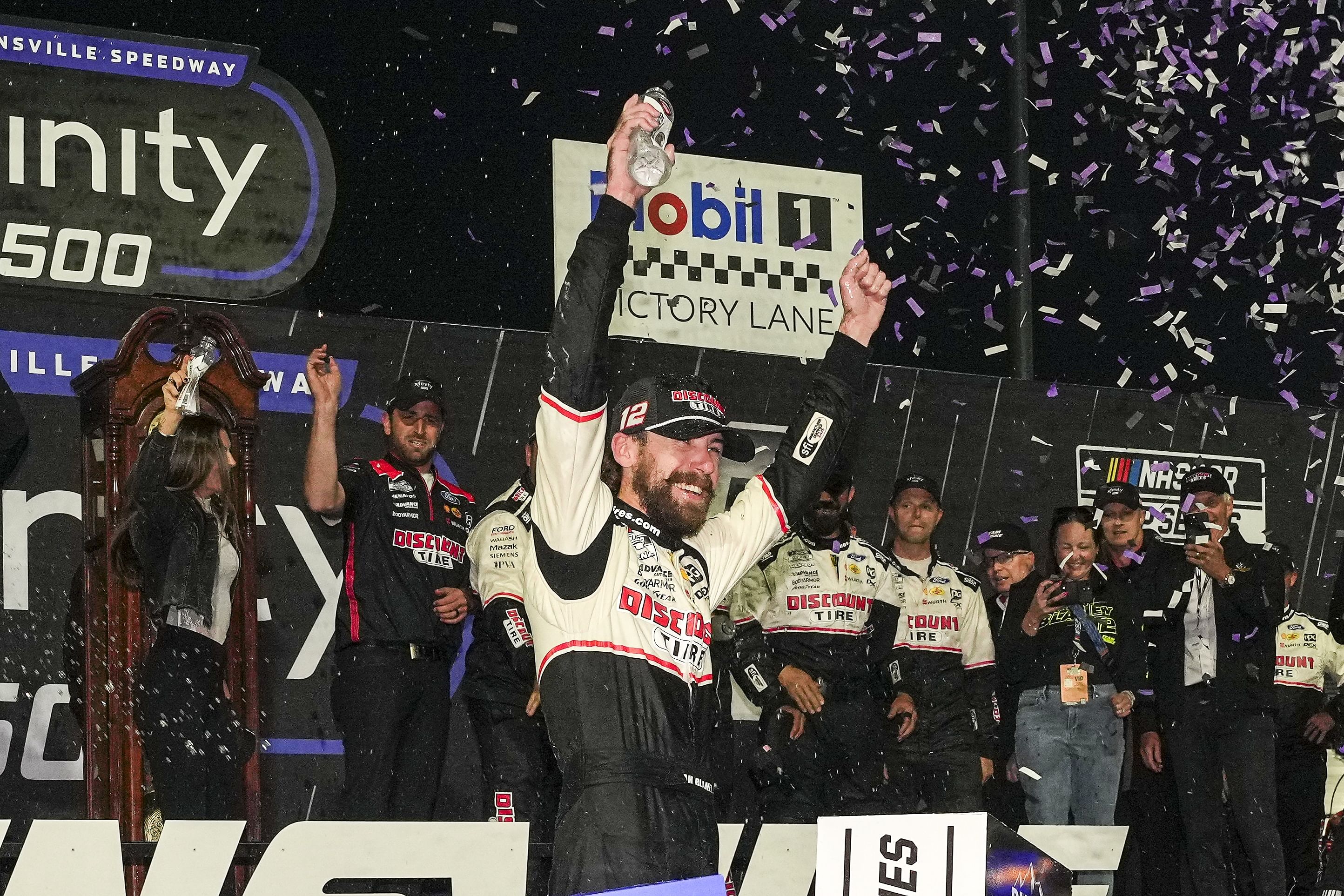 Ryan Blaney (12) celebrates his win in the Xfinity 500 at Martinsville Speedway - Source: Imagn