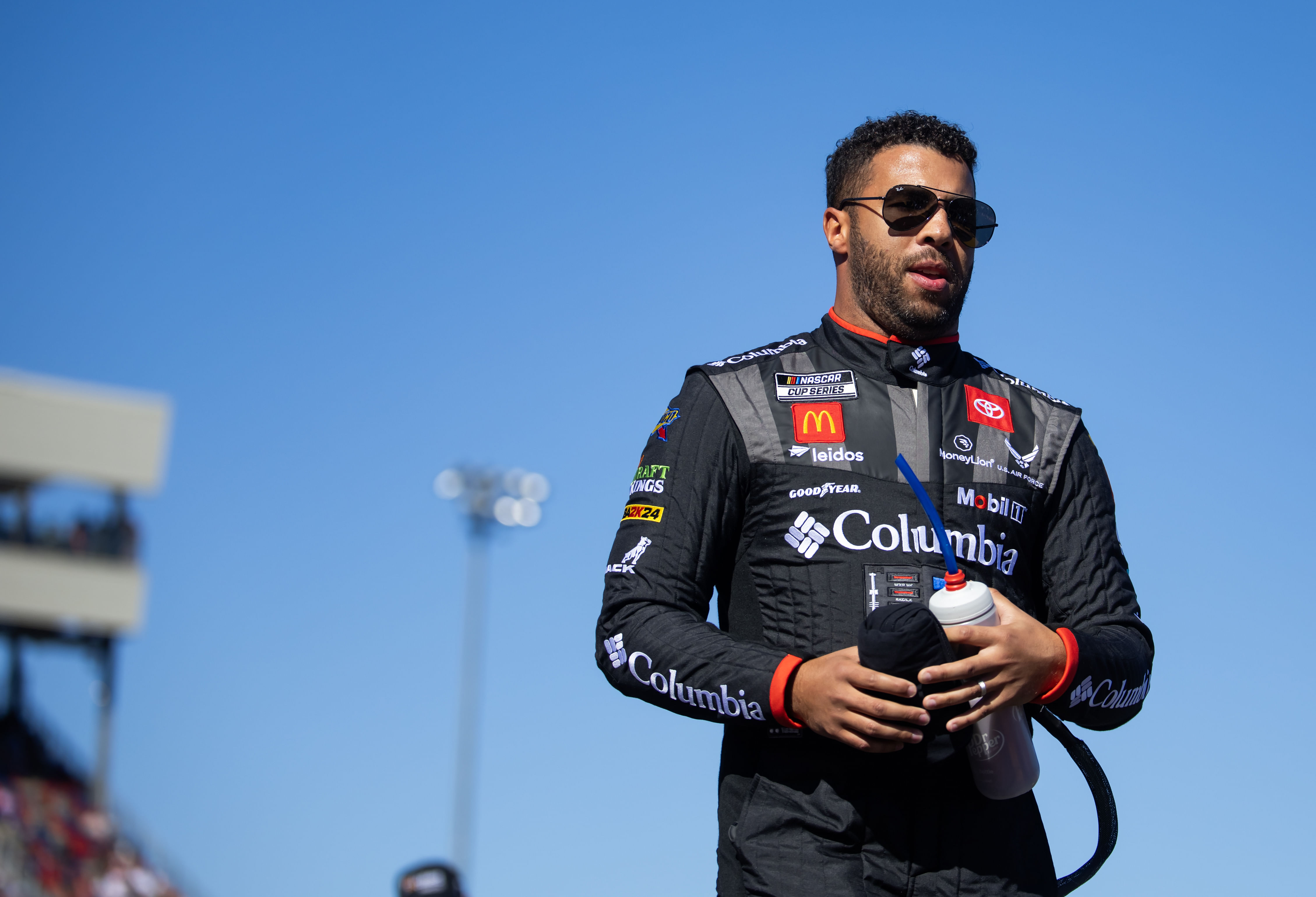 Nov 10, 2024; Avondale, Arizona, USA; NASCAR Cup Series driver Bubba Wallace (23) during the NASCAR Cup Series Championship race at Phoenix Raceway. Mandatory Credit: Mark J. Rebilas-Imagn Images