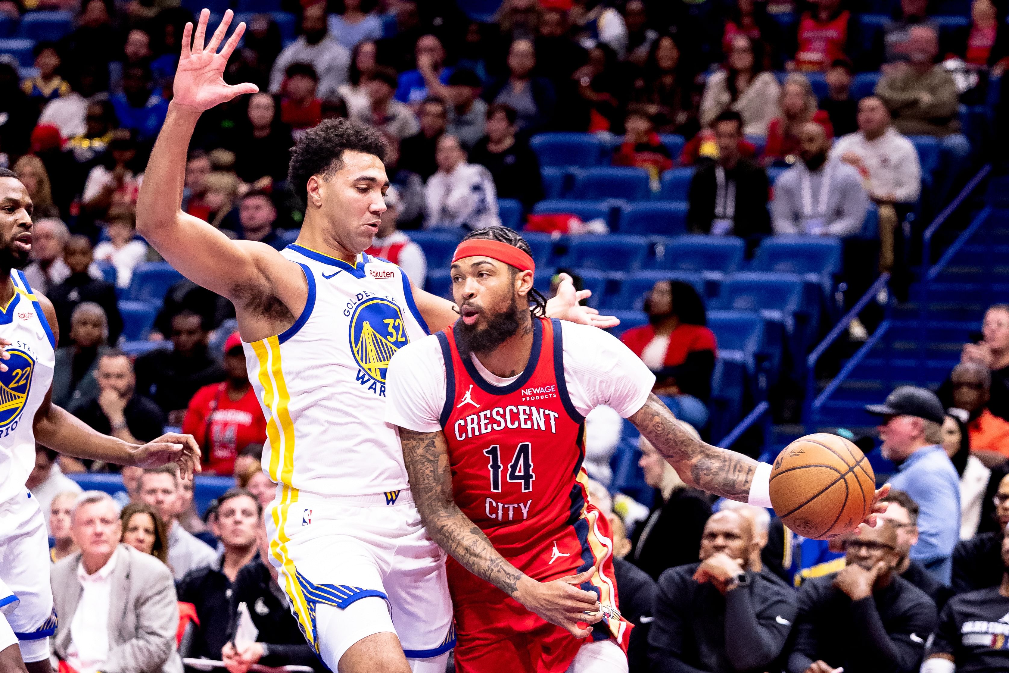 Brandon Ingram in action during an NBA game for New Orleans Pelicans vs. Golden State Warriors (Credits: IMAGN)