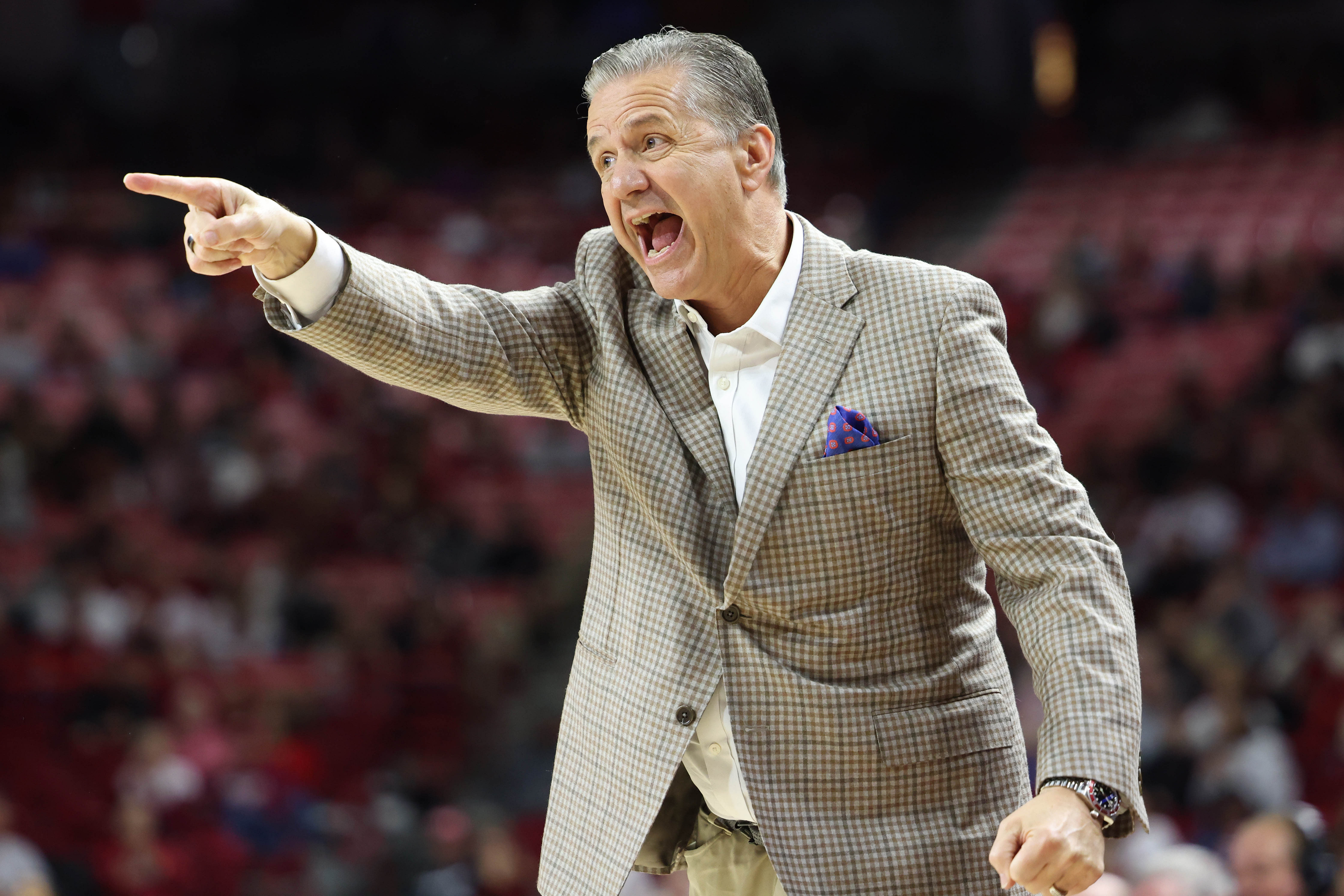 Arkansas Razorbacks head coach John Calipari during the first half against the Maryland Eastern Shore Hawks at Bud Walton Arena. Photo: Imagn