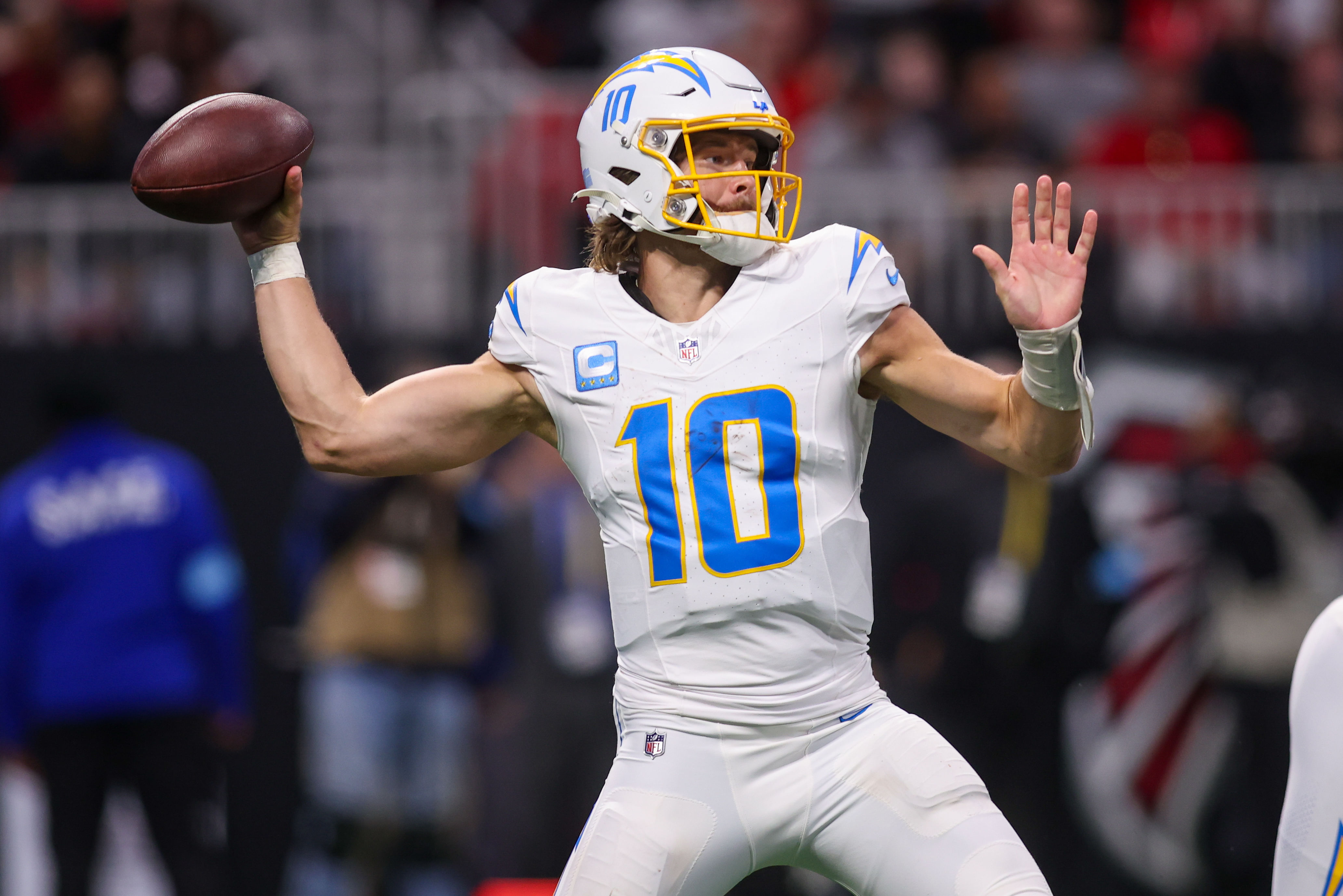 Justin Herbert at Los Angeles Chargers at Atlanta Falcons - Source: Imagn