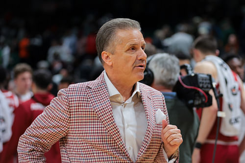 Arkansas Razorbacks head coach John Calipari looks on after their NCAA basketball game against the Miami Hurricanes at Watsco Center. Photo: Imagn