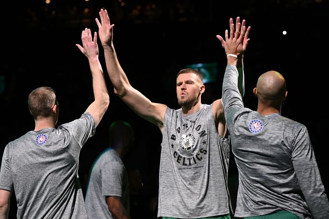 Watch: Kristaps Porzingis fires up Boston crowd at TD Garden after being fouled during Pistons clash