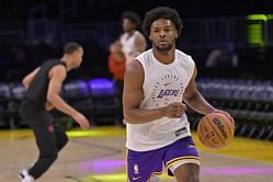 Watch: 190lbs Bronny James bullies his defender and talks trash after scoring season-high points