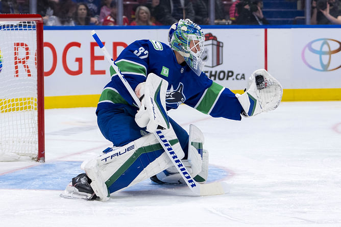 Canucks goalie Kevin Lankinen makes his feelings known after 4-0 shutout win over Panthers