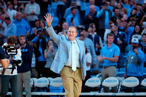 North Carolina Tar Heels head football coach Bill Belichick is introduced during half time at Dean E. Smith Center. - Source: Imagn