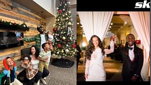 In photos: Andrew McCutchen and wife Maria turn heads in velvety brown & glittery green dress at a cozy Christmas party with friends