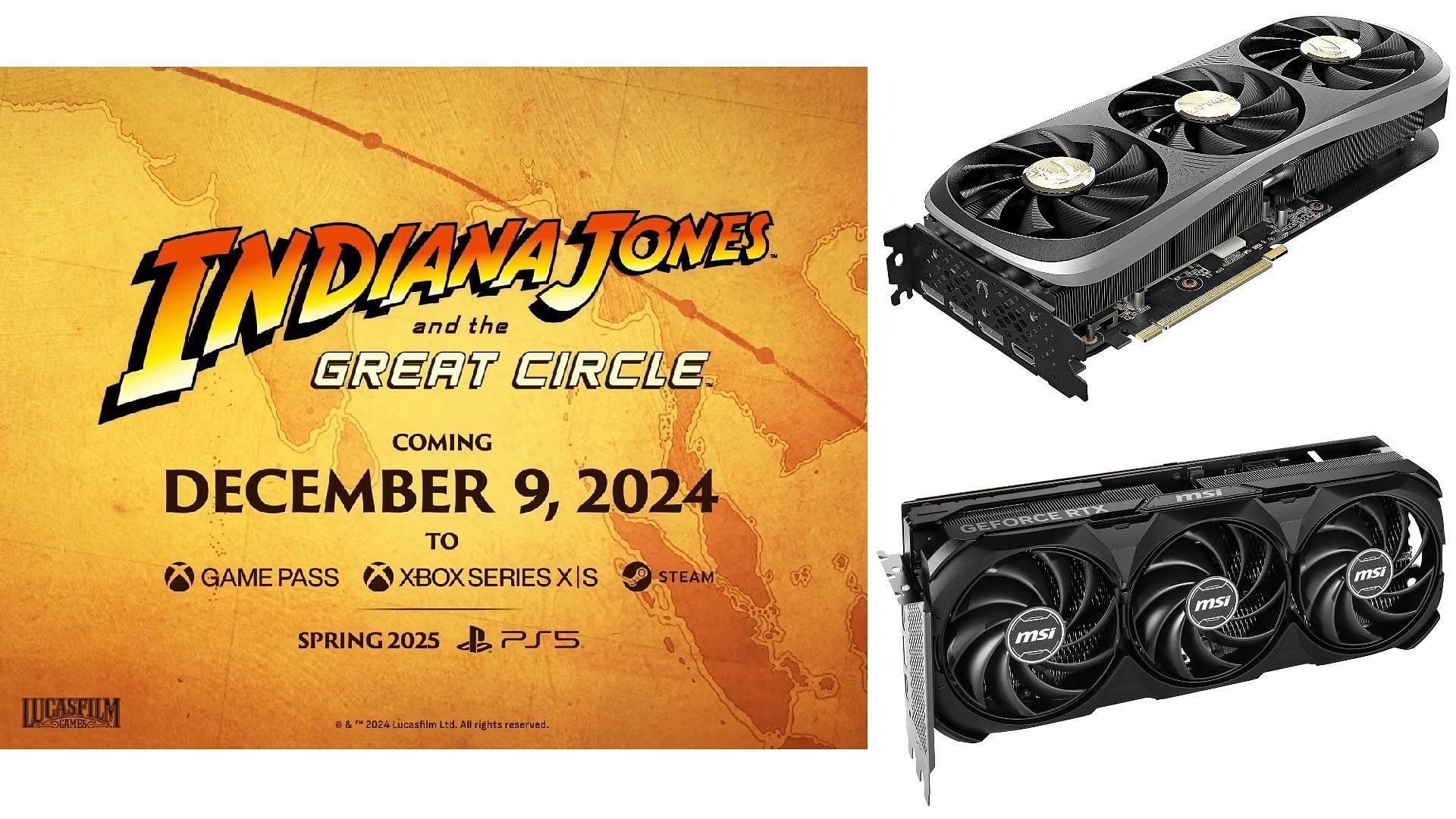 Picture of Indiana Jones and the Great Circle and MSI NVIDIA RTX 4070 and Zotac RTX 4070 Ti