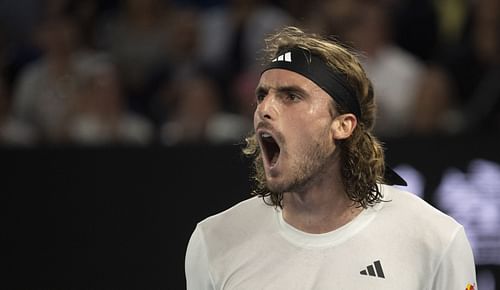 Stefanos Tsitsipas during the 2023 Australian Open men's singles final (Source: Getty)